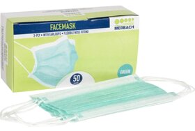 Merbach Mondmaskers 3-laags IIR - Groen 50 stuks
